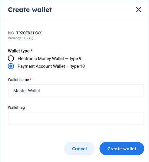 Add wallet popup