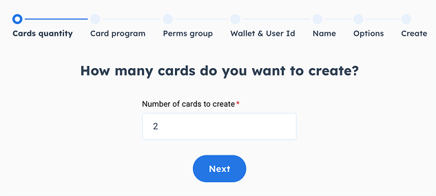 Bulk cards quantity step