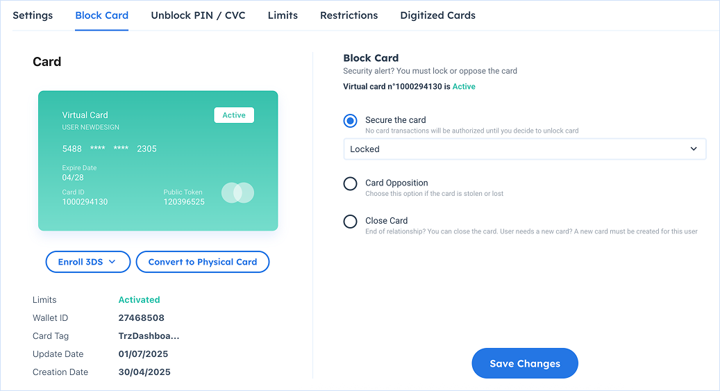cards block options