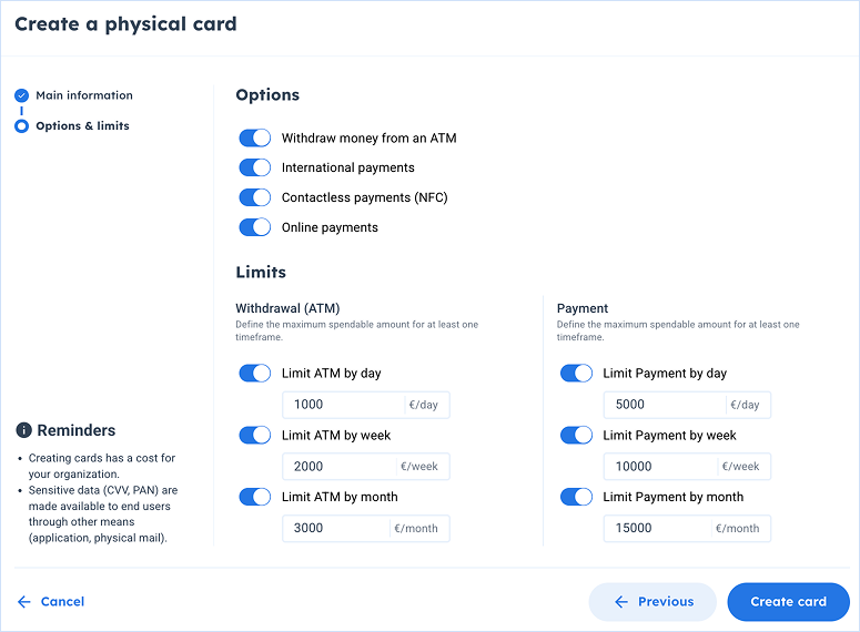 cards create physical step 2