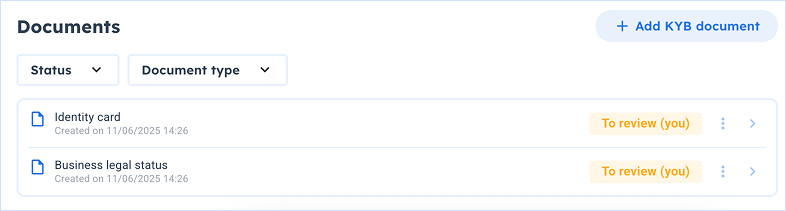Documents view