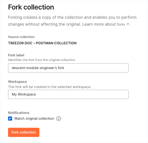 Fork collection popup screenshot