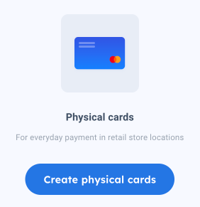 Create physical cards button