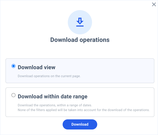 download operations popup