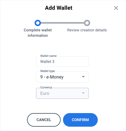 wallet creation popup step 1