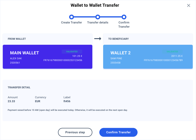 wallet transfer popup step 3