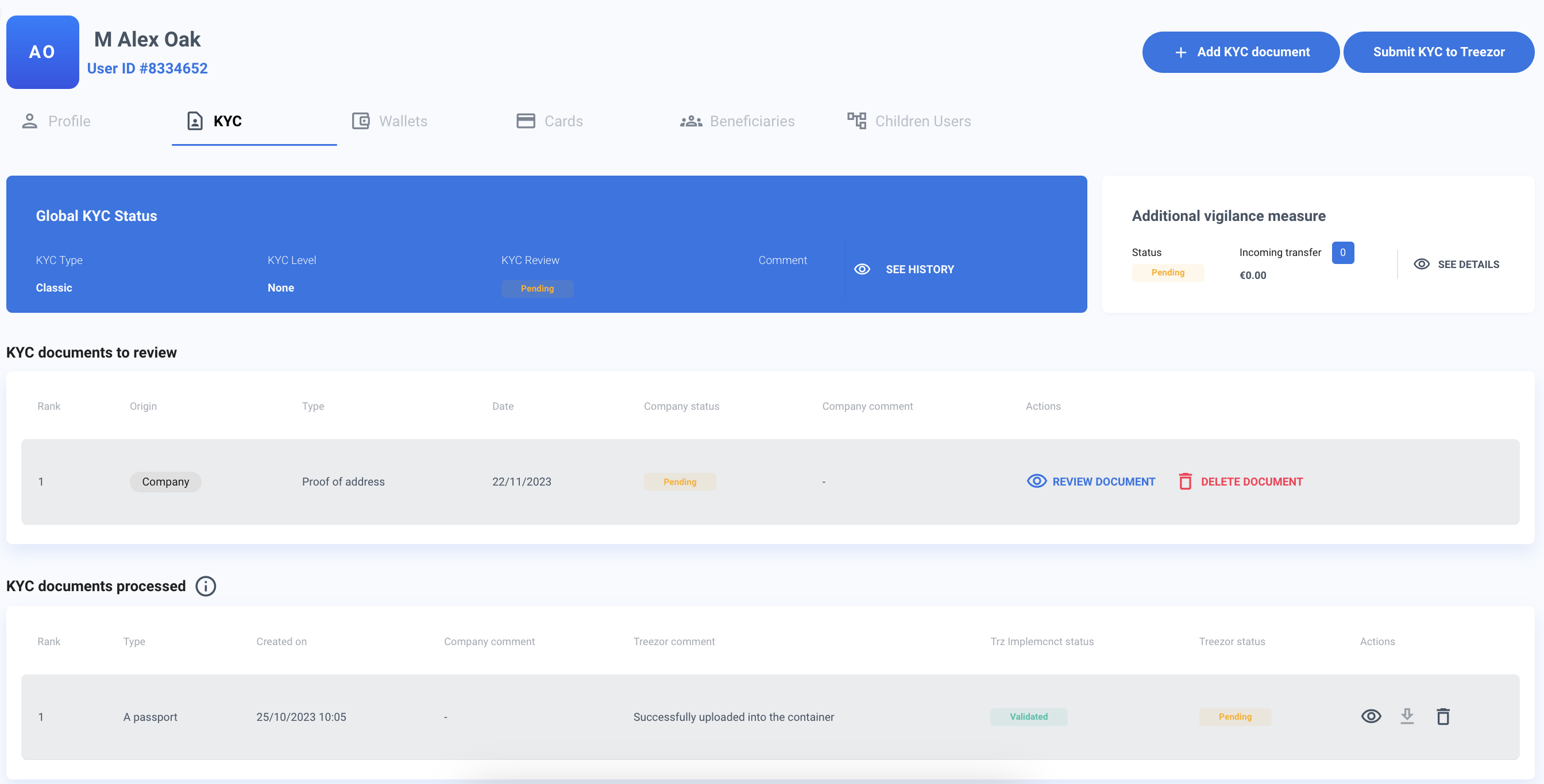 KYC tab