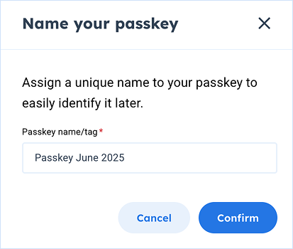 Name Passkey Prompt