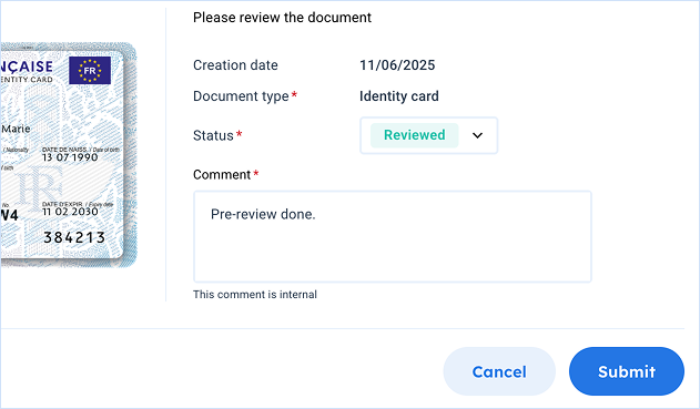 Review document popup validating