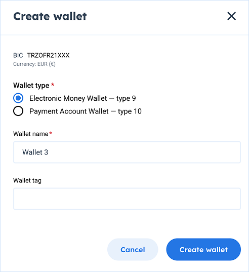 wallet creation popup step 1